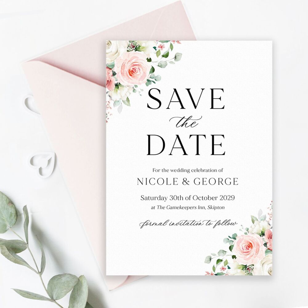 Blush Roses Save the Date