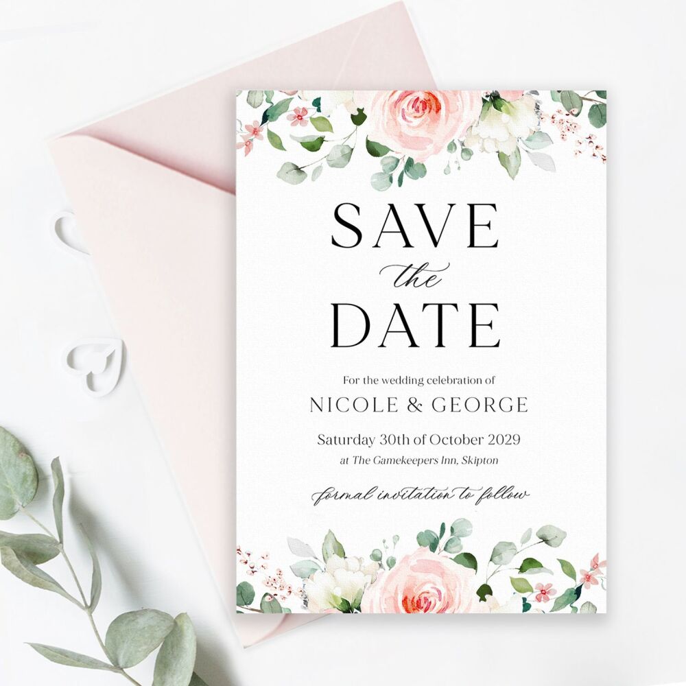 Blush Roses Save the Date