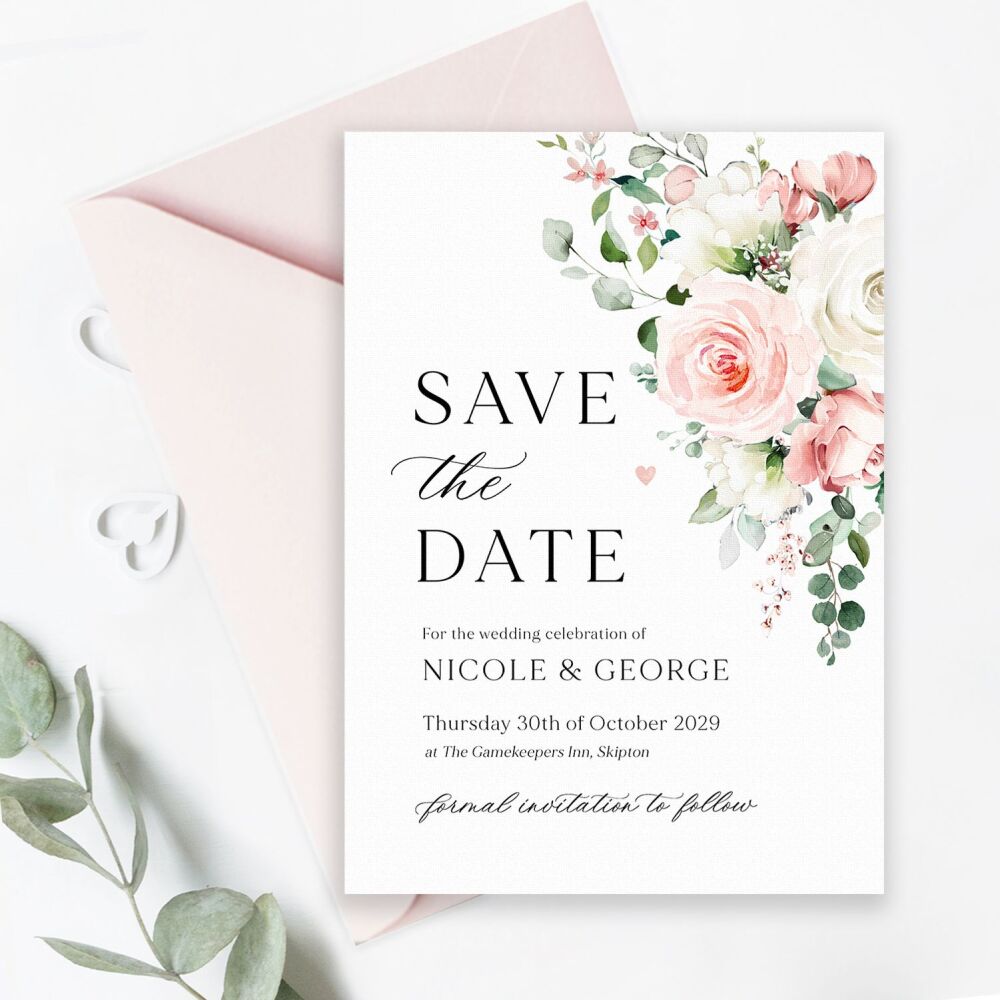 Blush Roses Save the Date