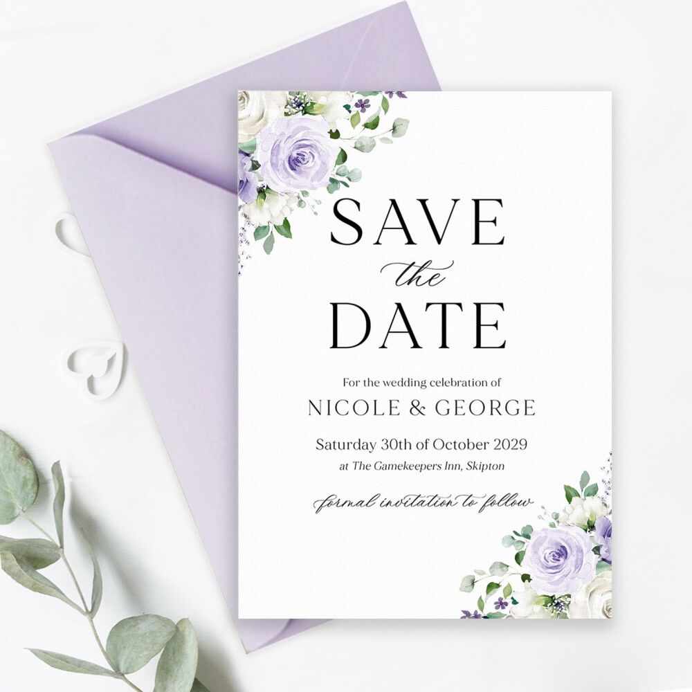 Lilac Roses Save the Date