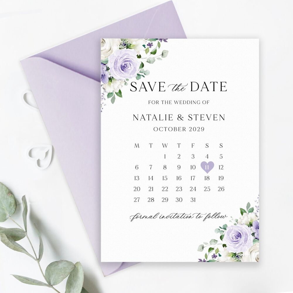 Lilac Roses Save the Date
