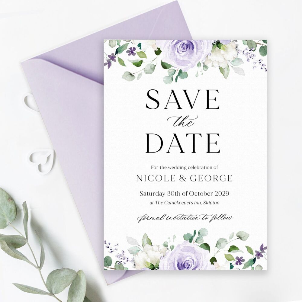 Lilac Roses Save the Date