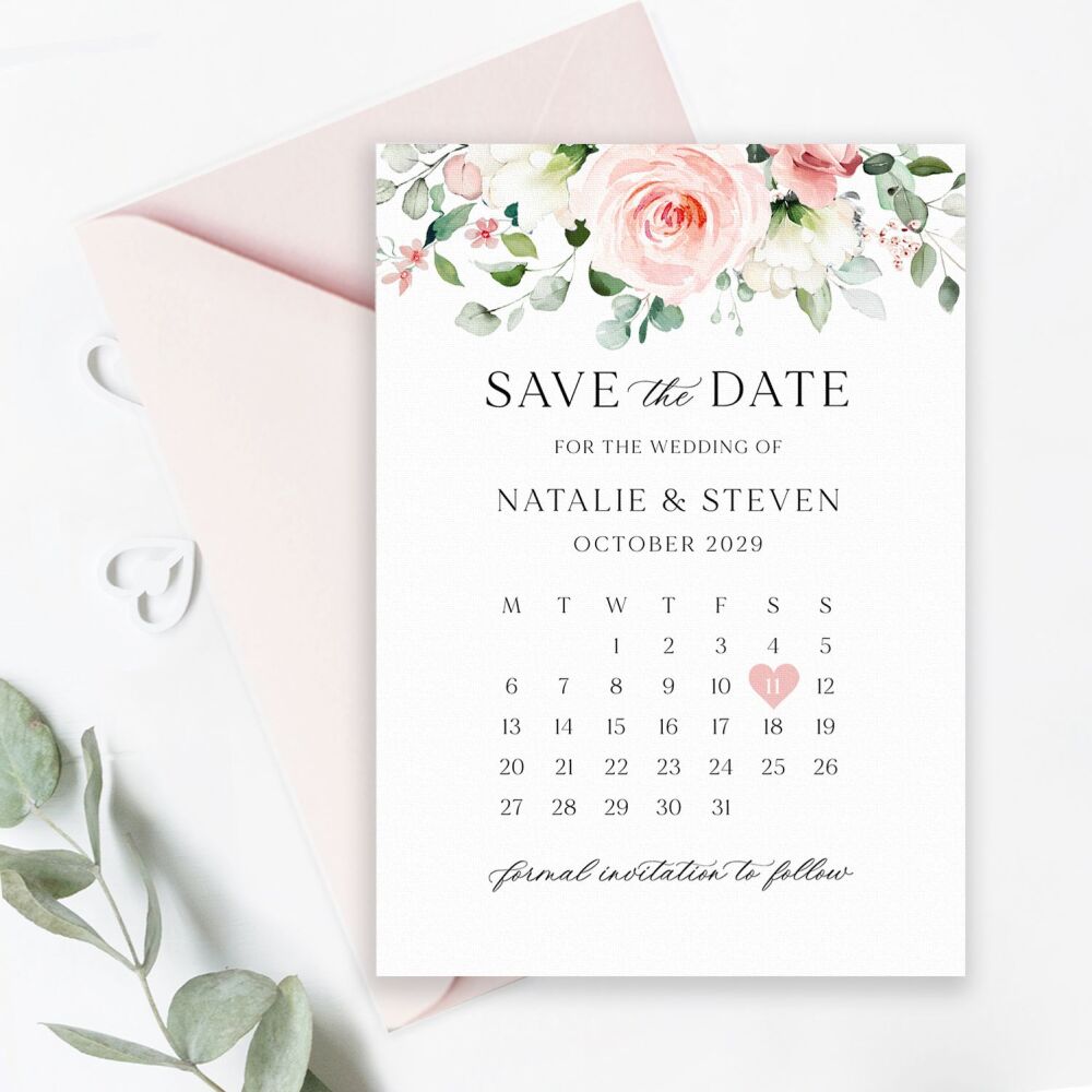 Blush Roses Save the Date