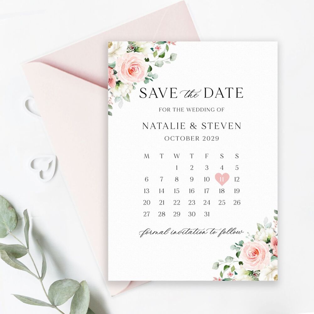 Blush Roses Save the Date