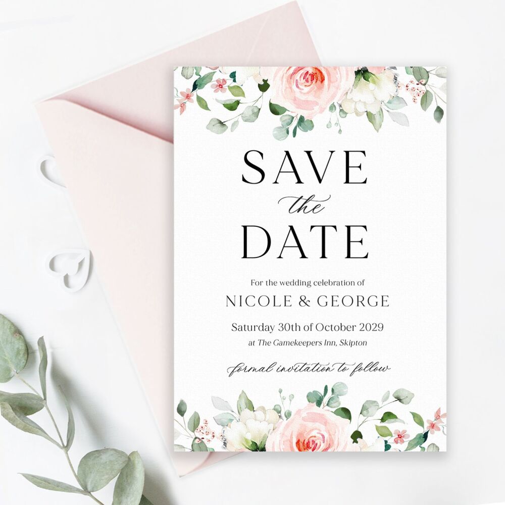 Blush Roses Save the Date