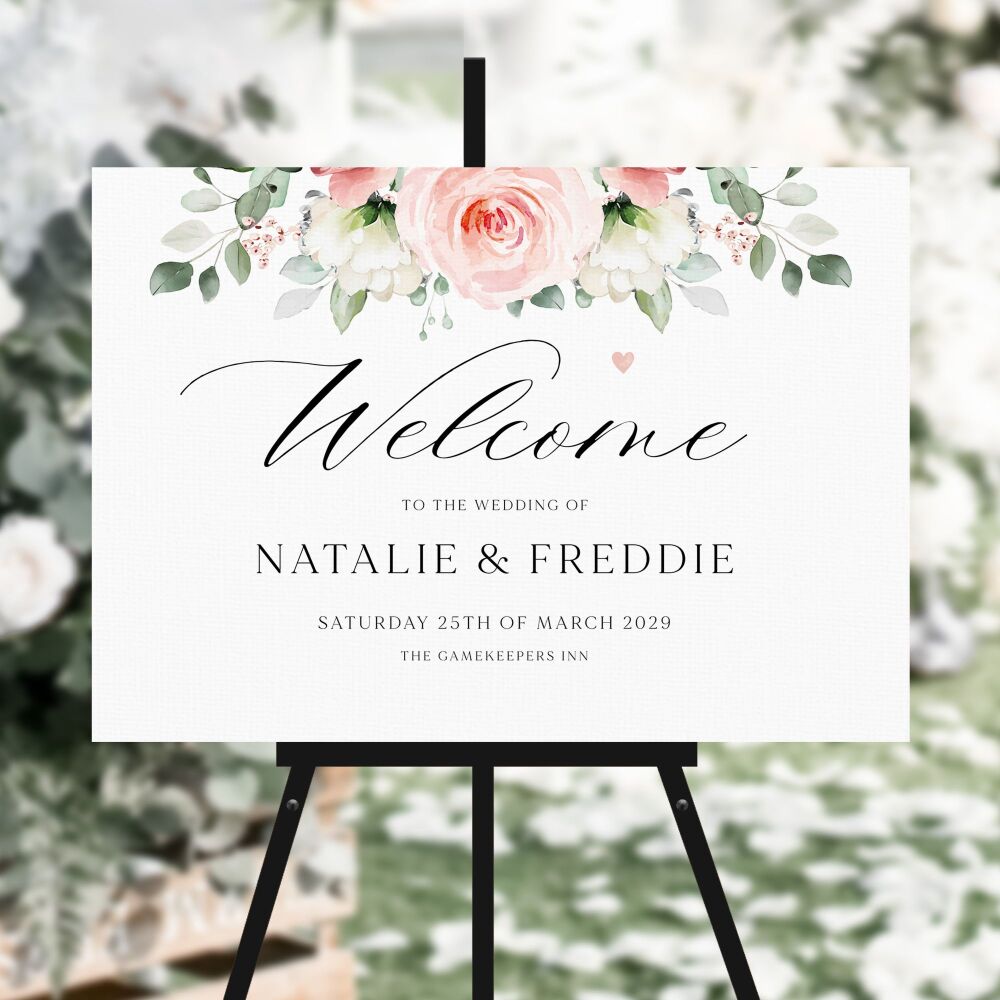 Blush Roses Welcome Sign