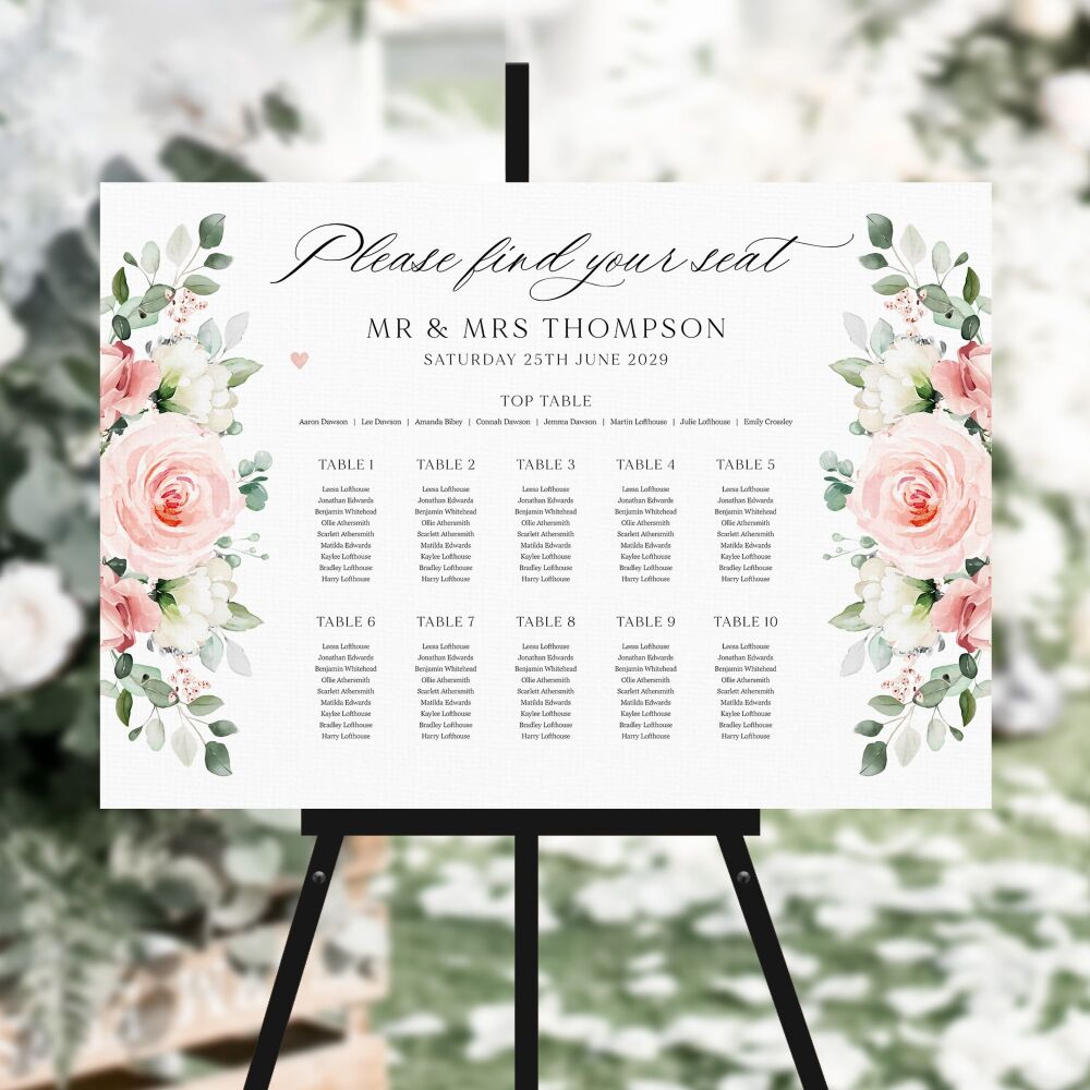 Blush Roses Table Plan