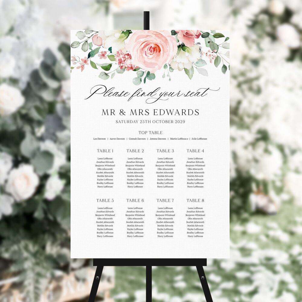 Blush Roses Table Plan