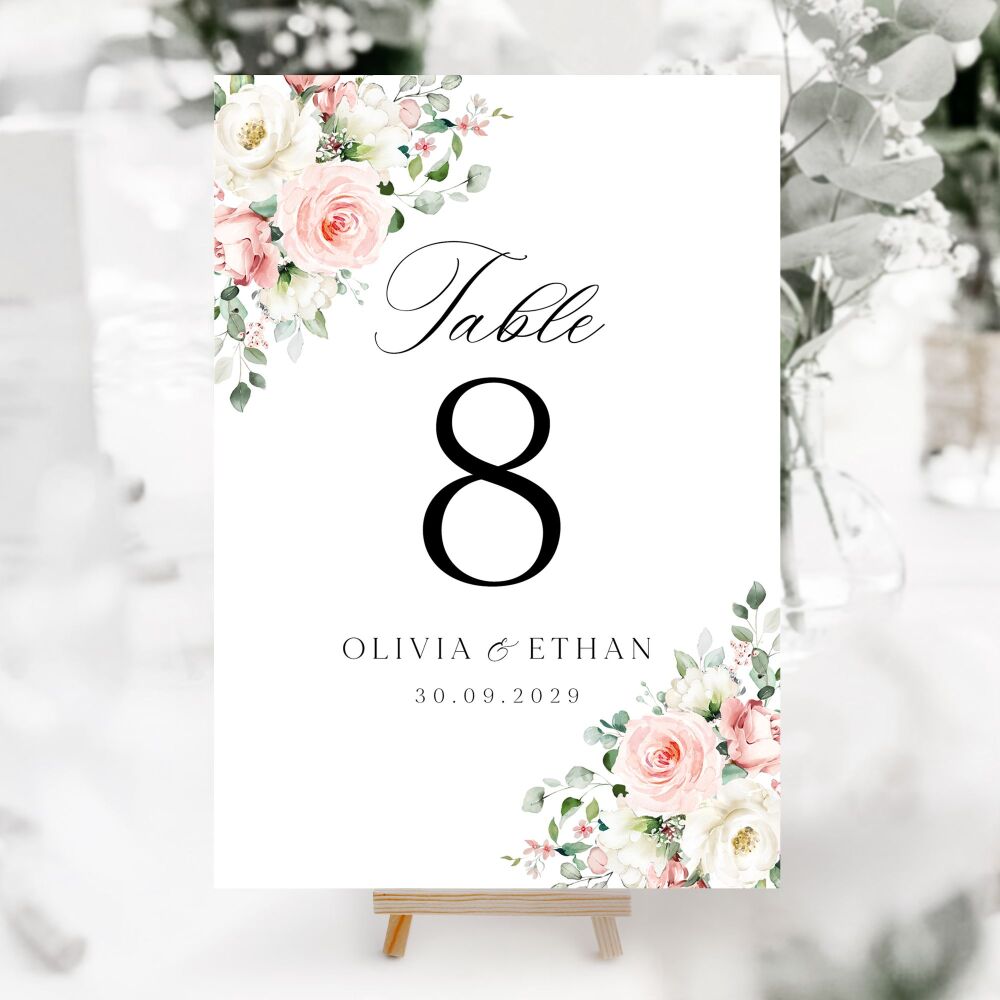 Blush Roses Table Numbers