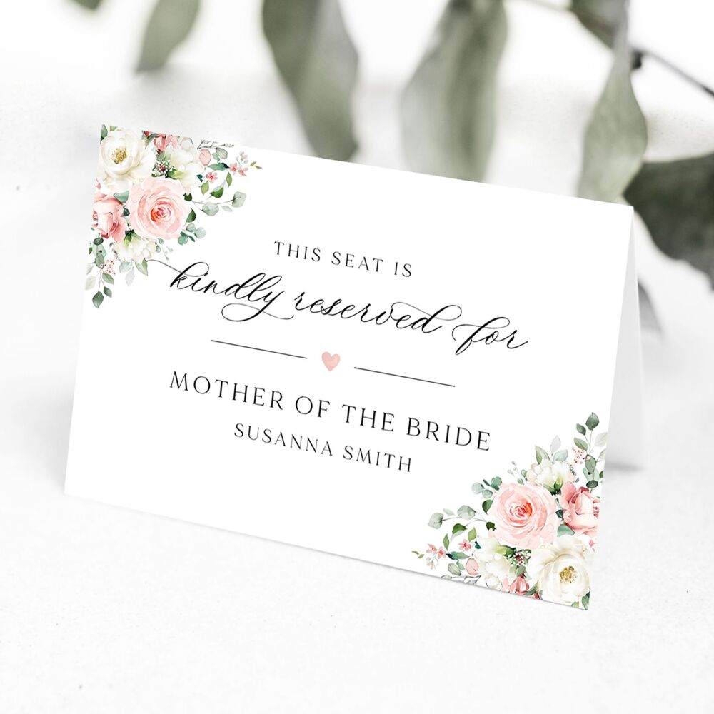 Blush Roses Reserved Seat Card