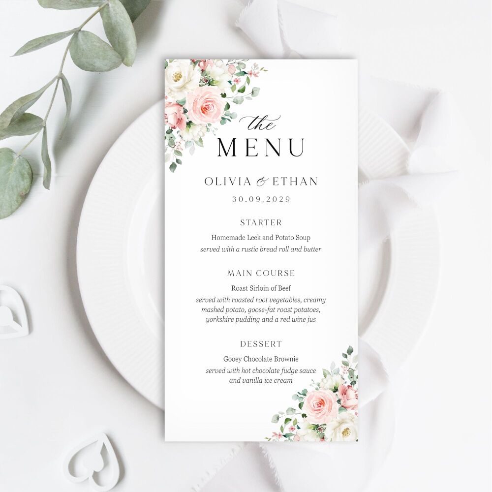 Blush Roses Menu