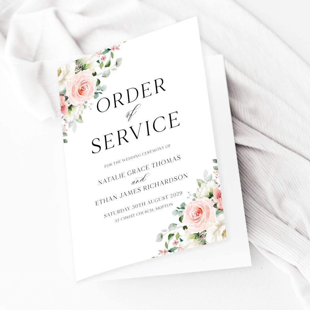 Blush Roses Order of Service Booklet