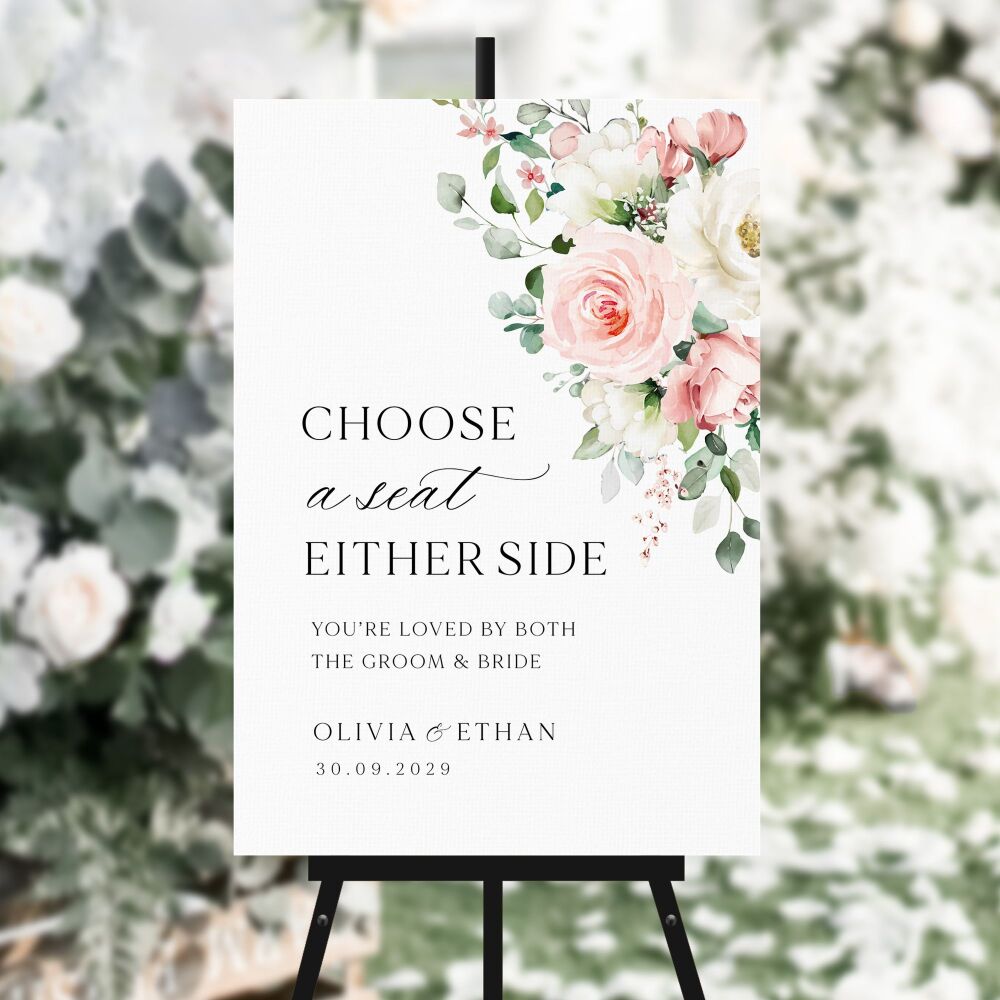 Blush Roses Choose a Seat Sign