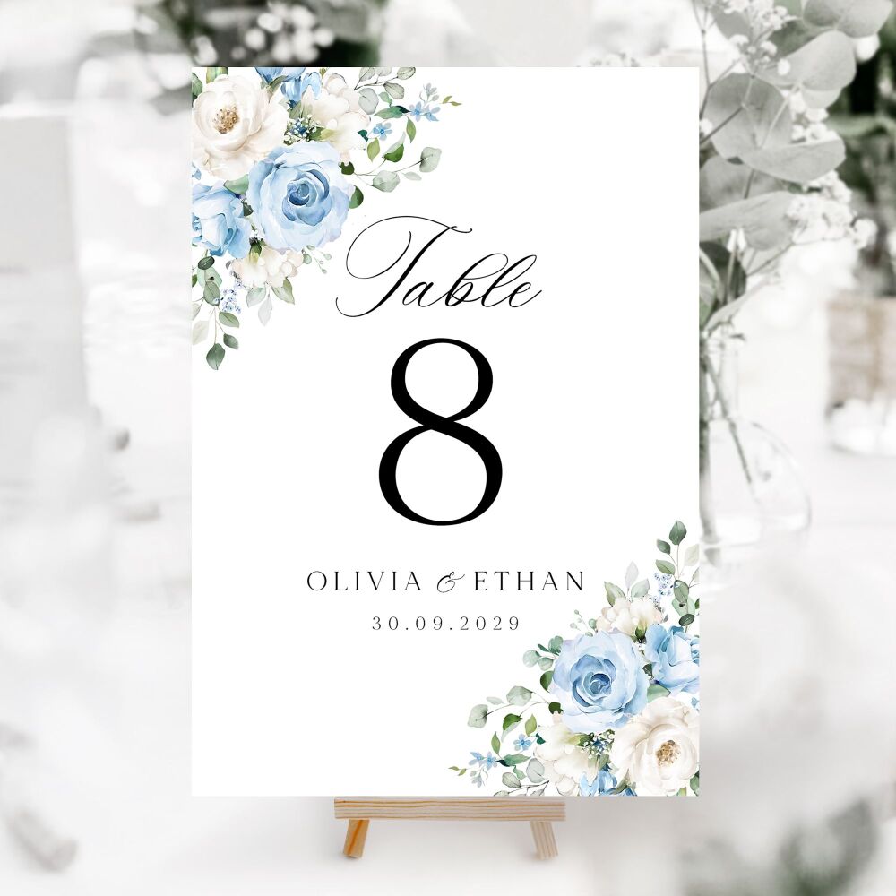 Blue Roses Table Numbers
