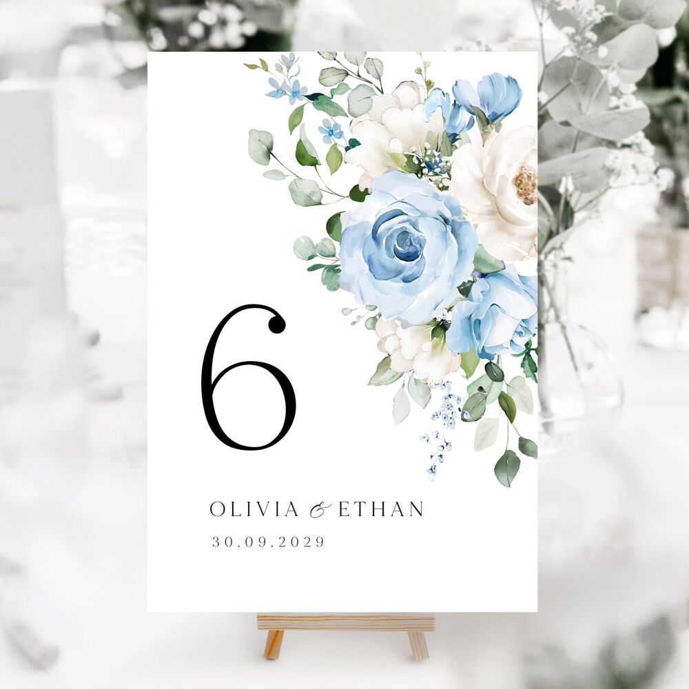 Blue Roses Table Numbers