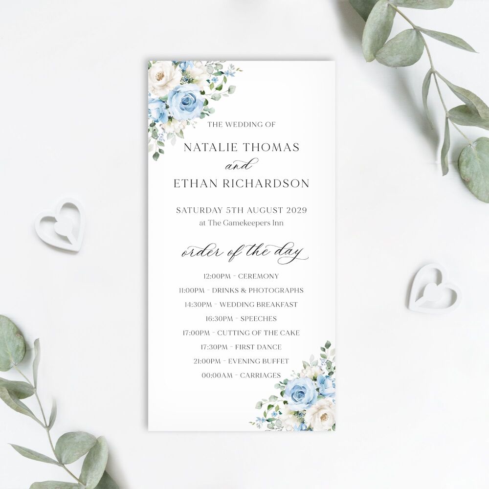 Blue Roses Order of the Day Card