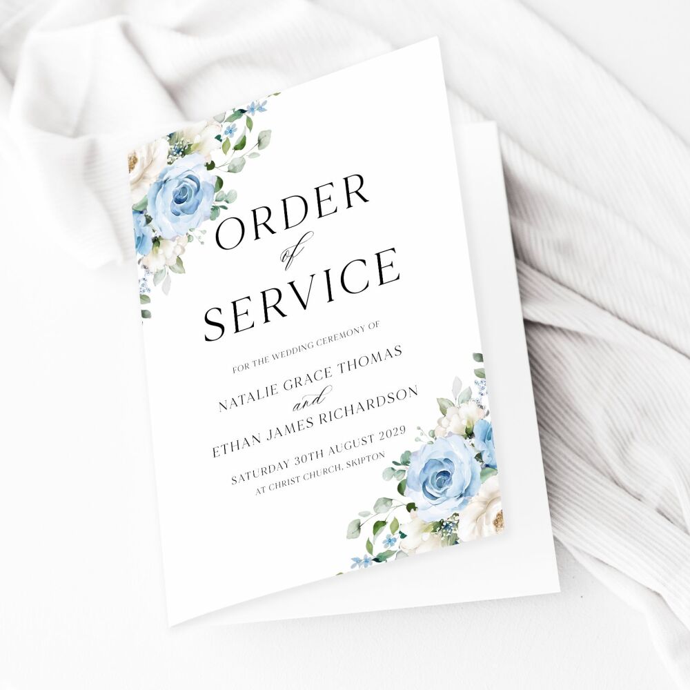 Blue Roses Order of Service Booklet