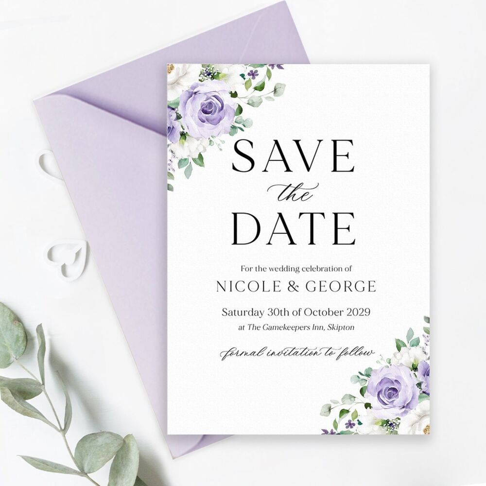 Lilac Roses Save the Date