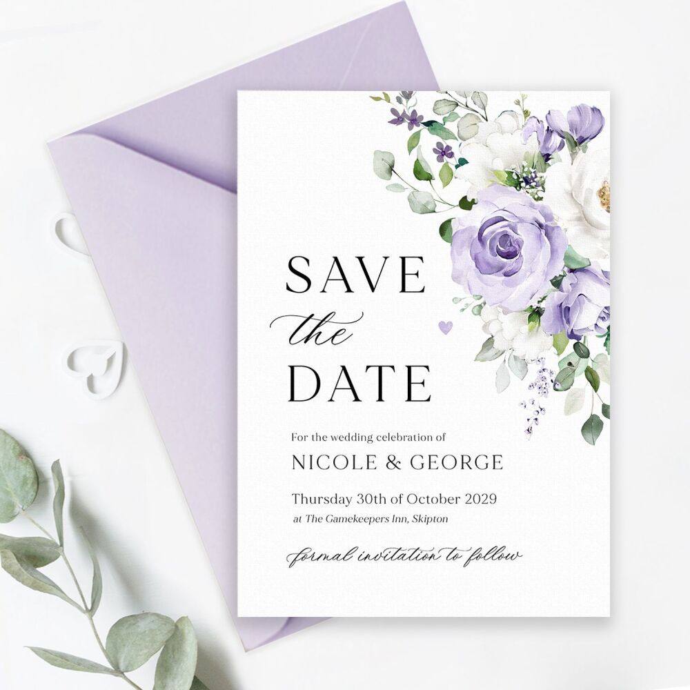 Lilac Roses Save the Date