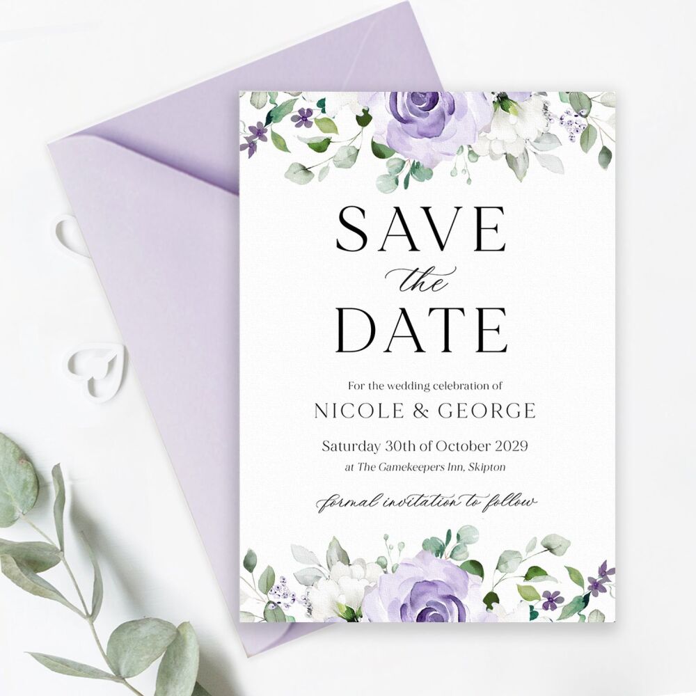 Lilac Roses Save the Date