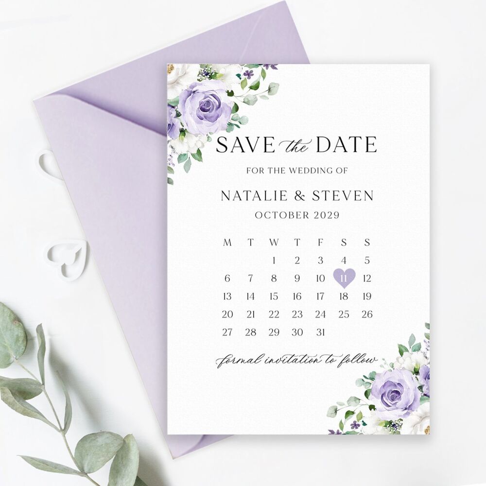 Lilac Roses Save the Date