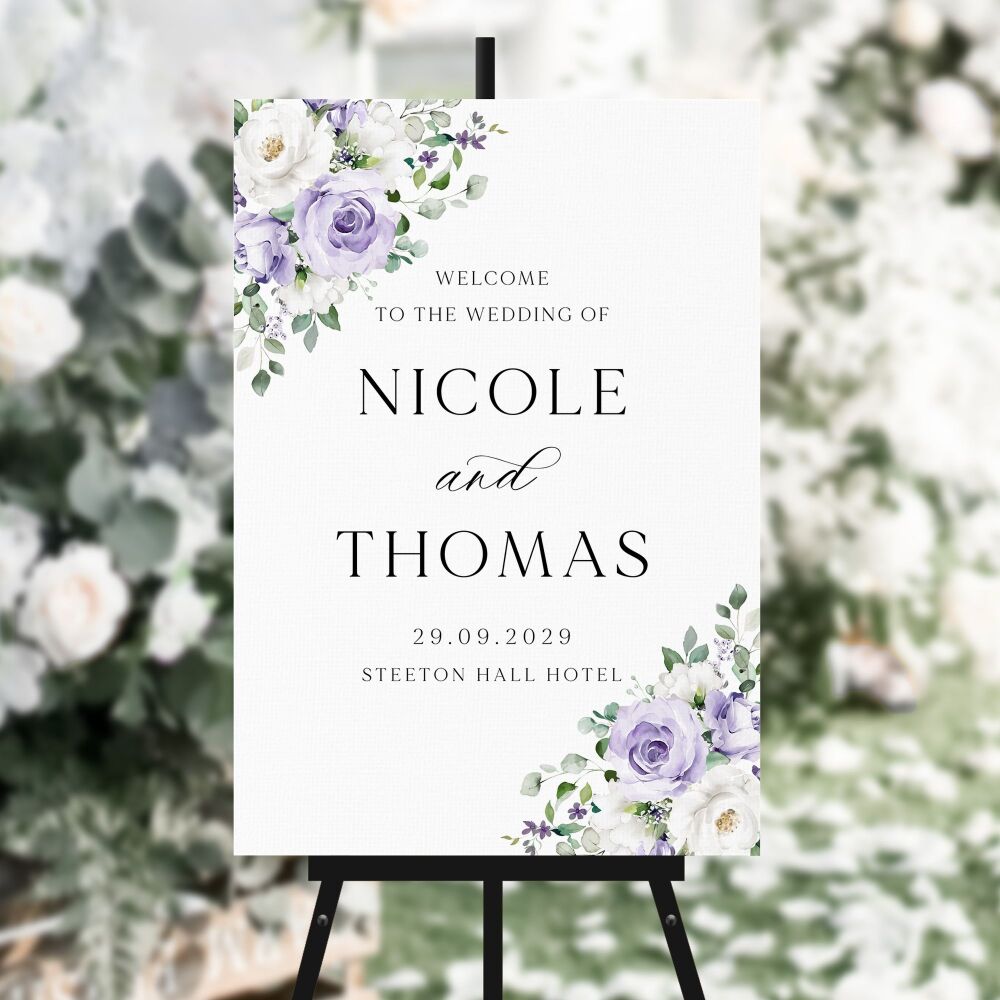 Lilac Roses Welcome Sign