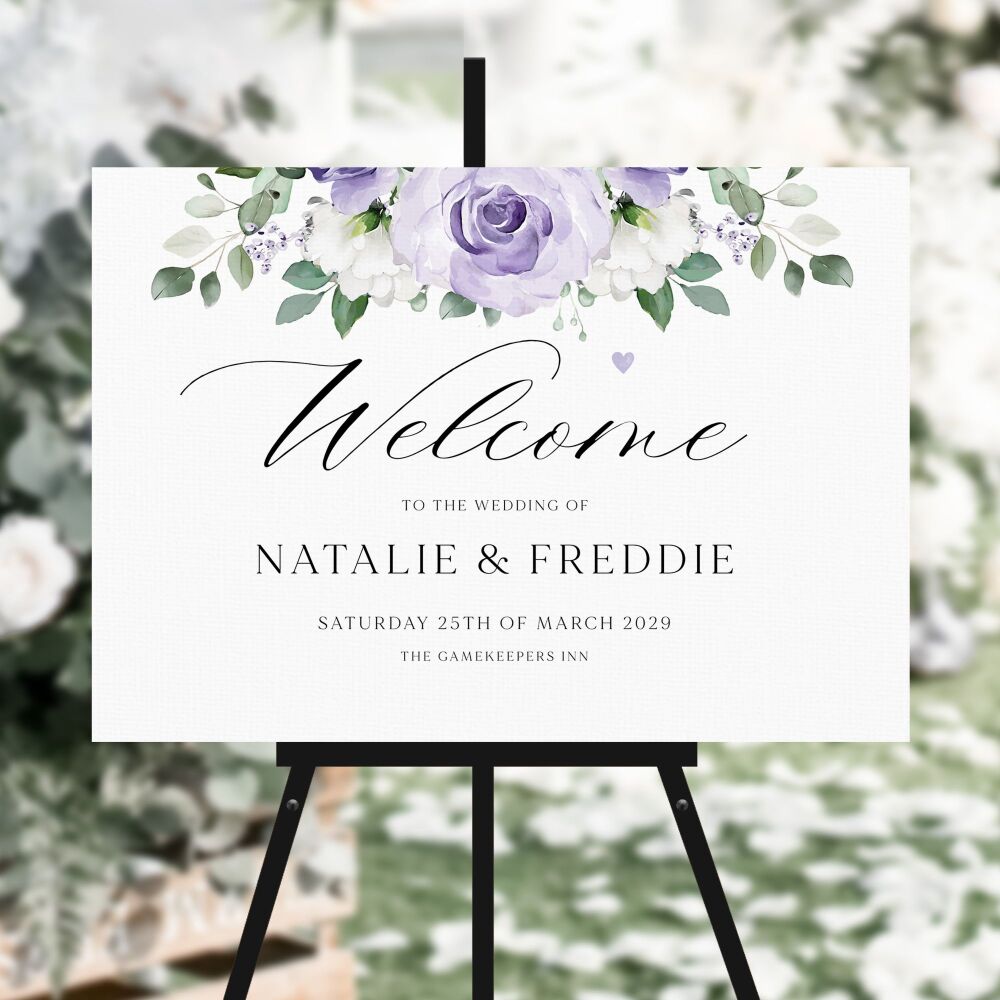 Lilac Roses Welcome Sign