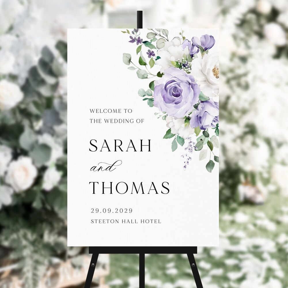 Lilac Roses Welcome Sign