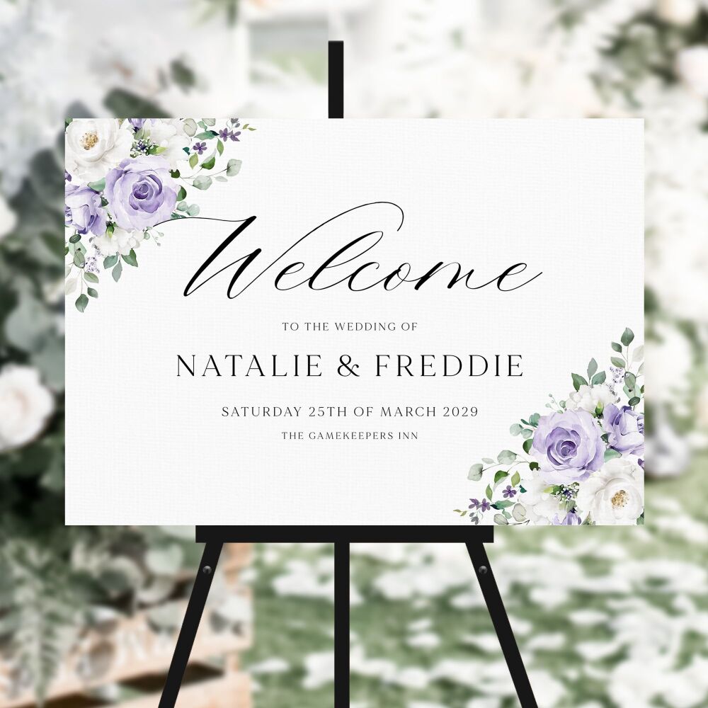 Lilac Roses Welcome Sign