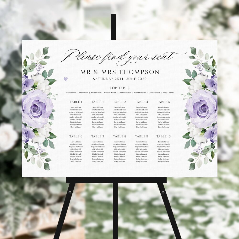 Lilac Roses Table Plan