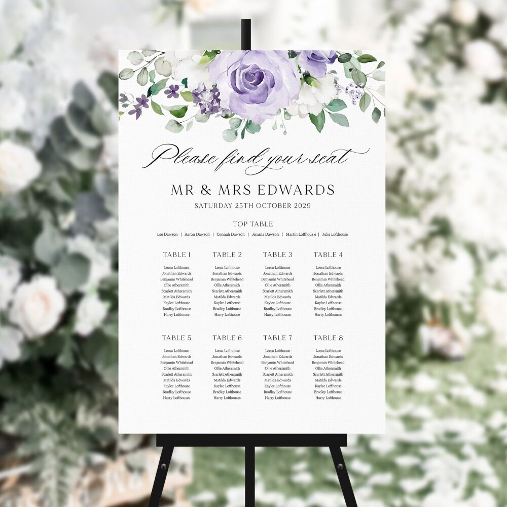 Lilac Roses Table Plan
