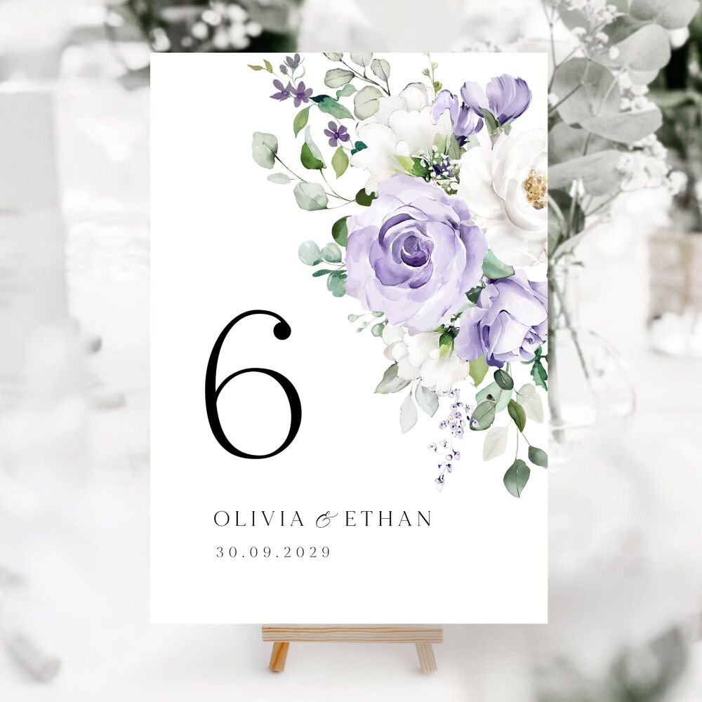 Lilac Roses Table Numbers
