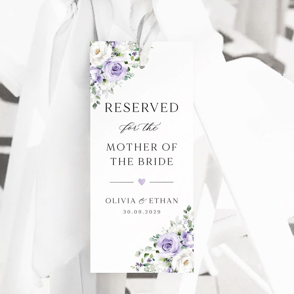 Lilac Roses Reserved Seat Tag