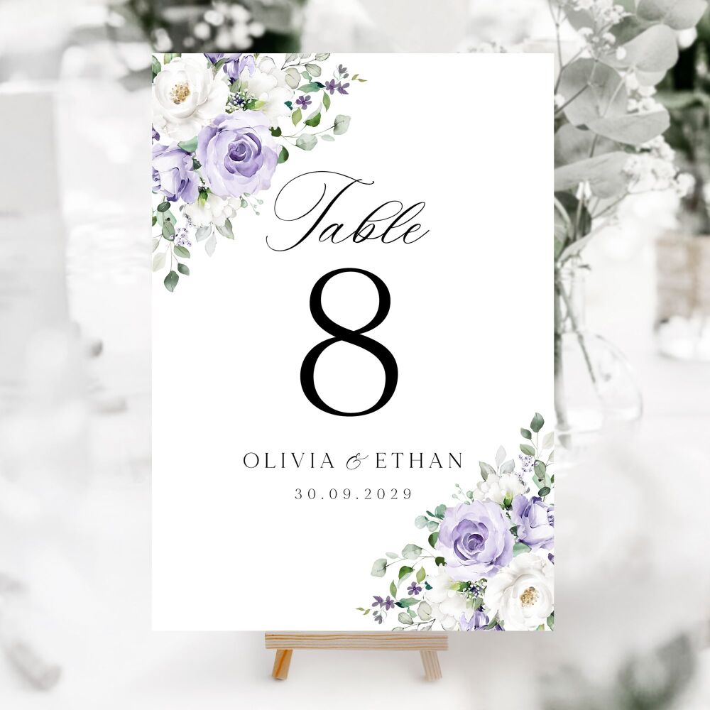 Lilac Roses Table Numbers