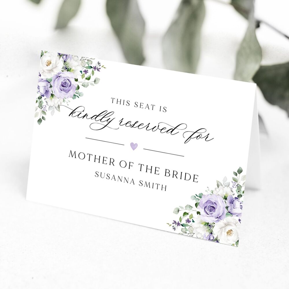 Lilac Roses Reserved Seat Card