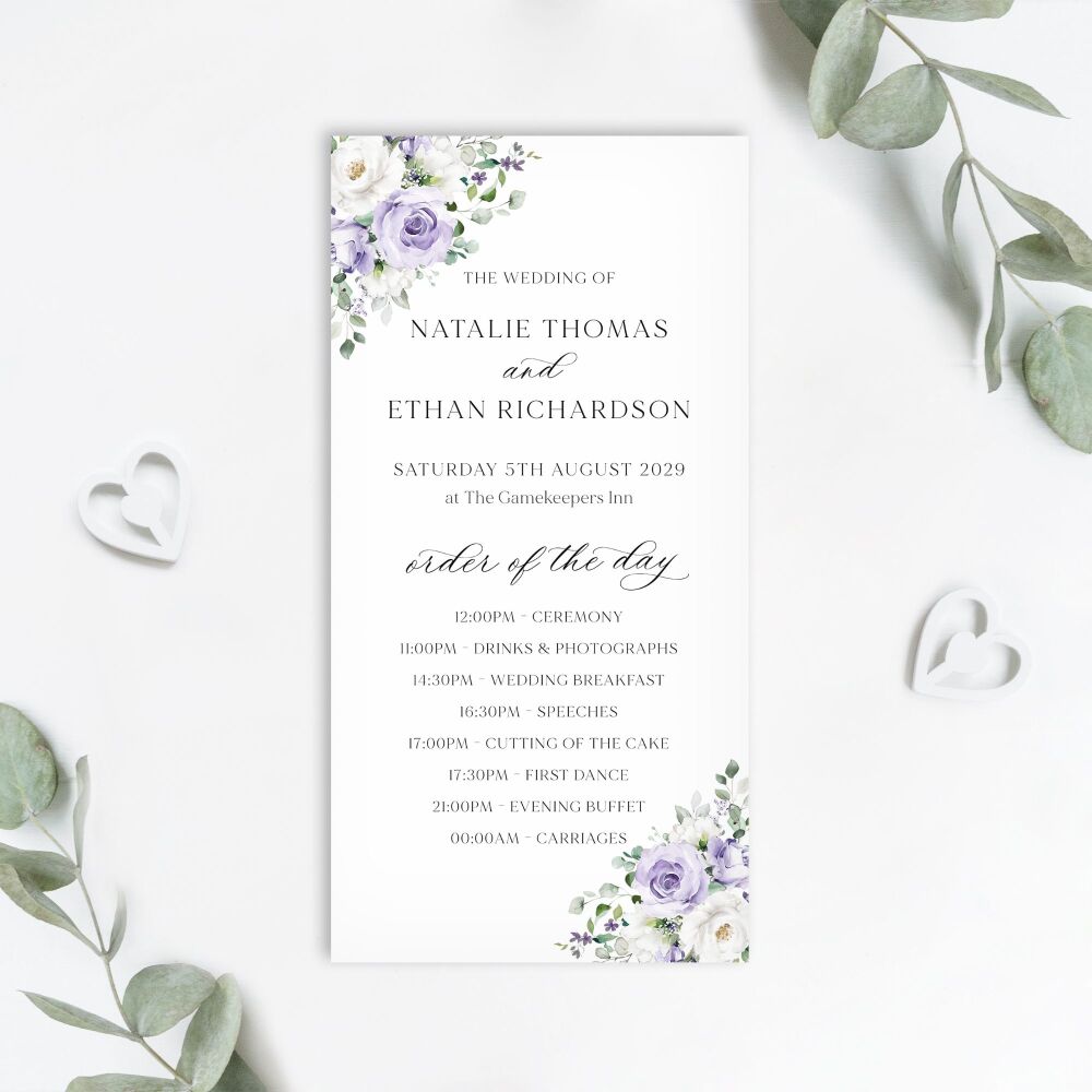 Lilac Roses Order of the Day Card