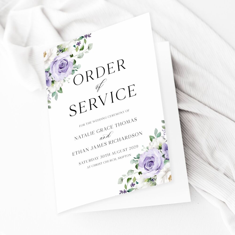 Lilac Roses Order of Service Booklet