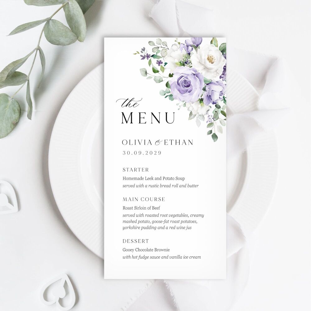 Lilac Roses Menu