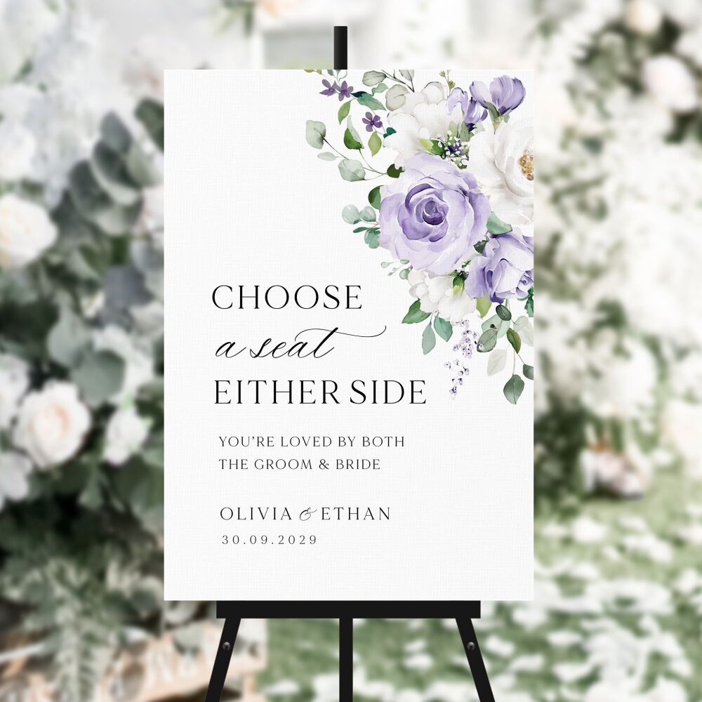 Lilac Roses Choose a Seat Sign