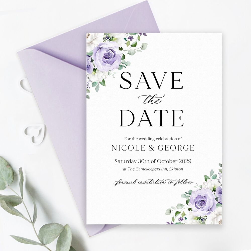 Lilac Roses Save the Date