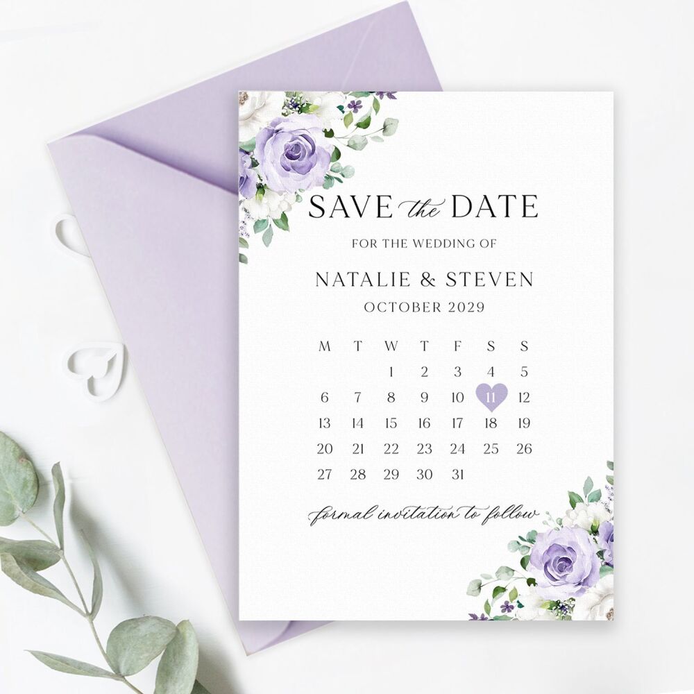 Lilac Roses Save the Date