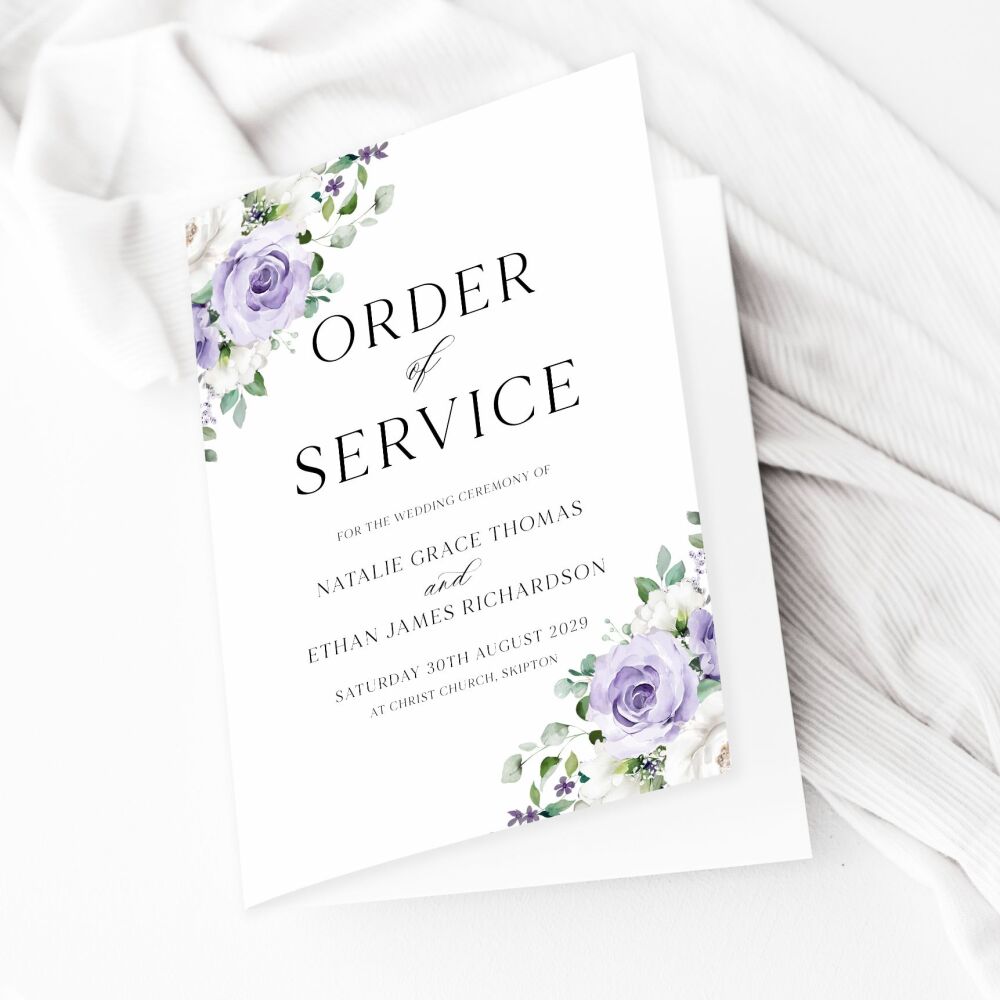 Lilac Roses Order of Service Booklet
