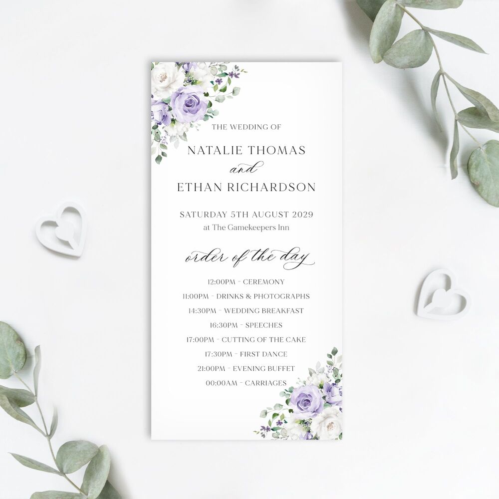 Lilac Roses Order of the Day Card