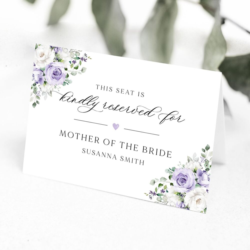 Lilac Roses Reserved Seat Card