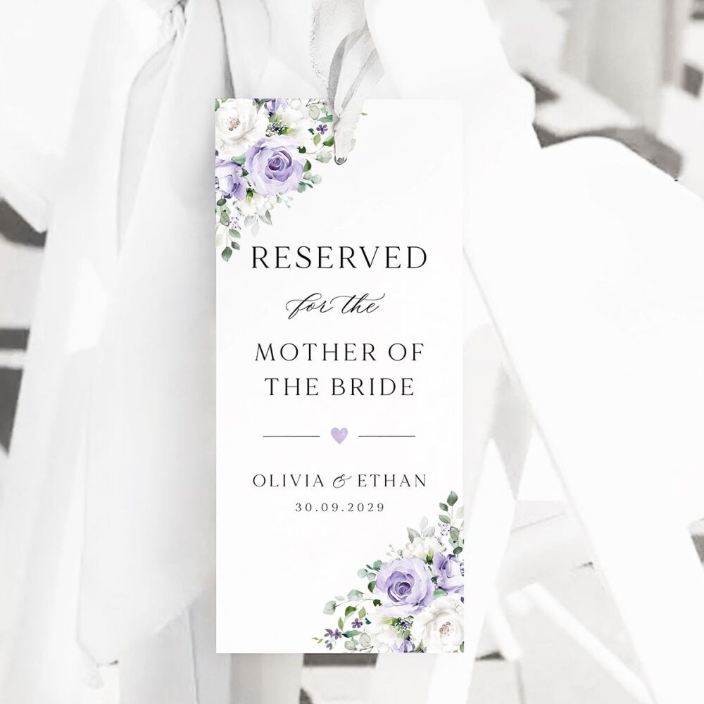 Lilac Roses Reserved Seat Tag