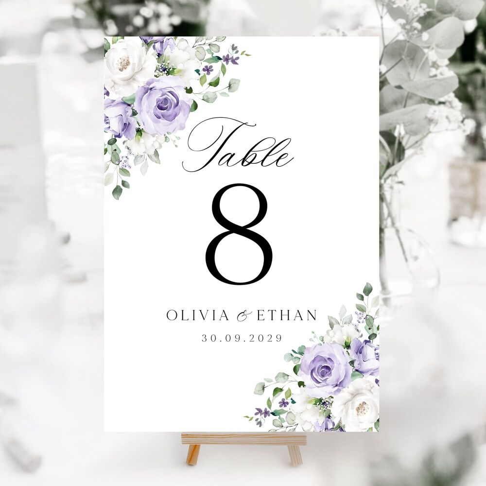 Lilac Roses Table Numbers