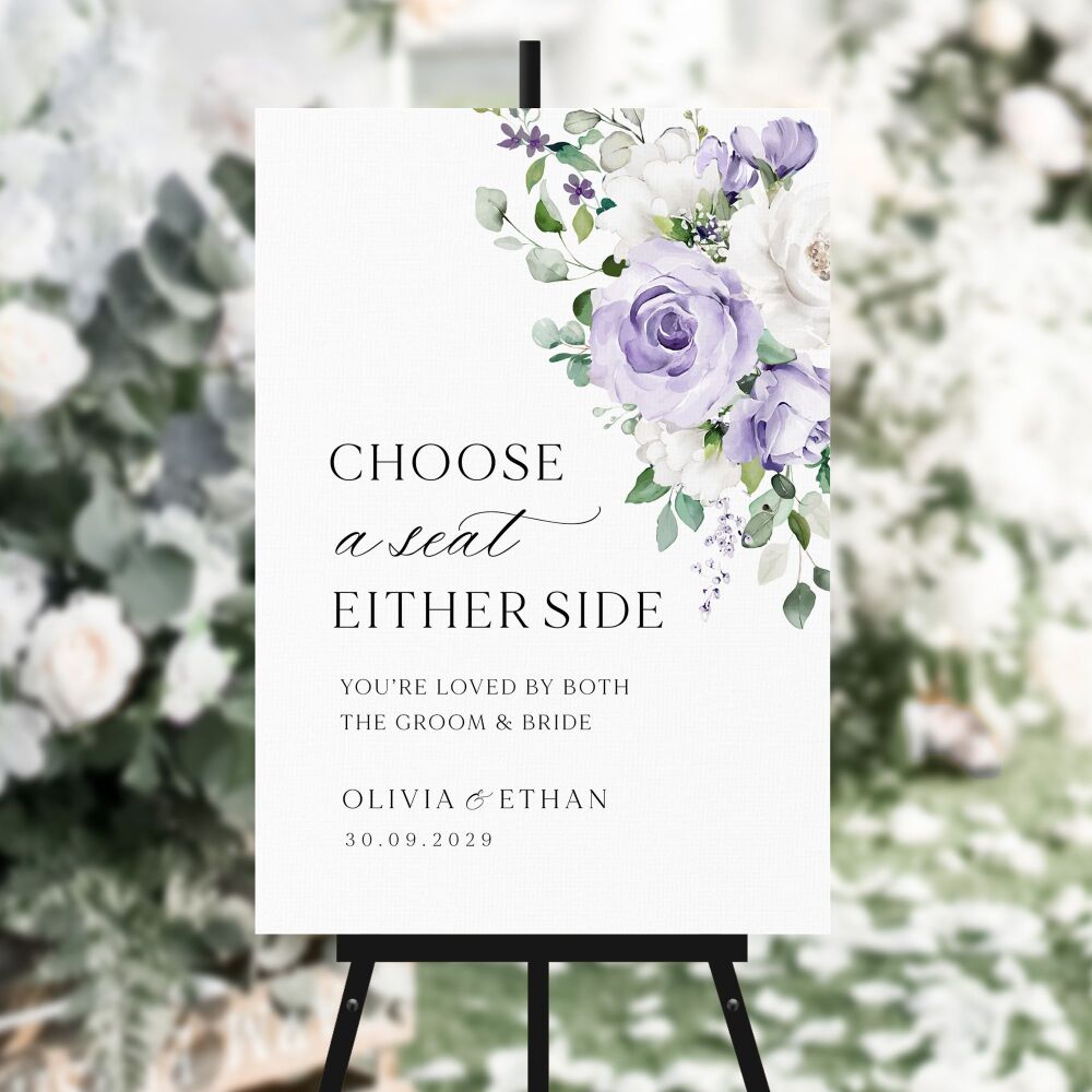 Lilac Roses Choose a Seat Sign