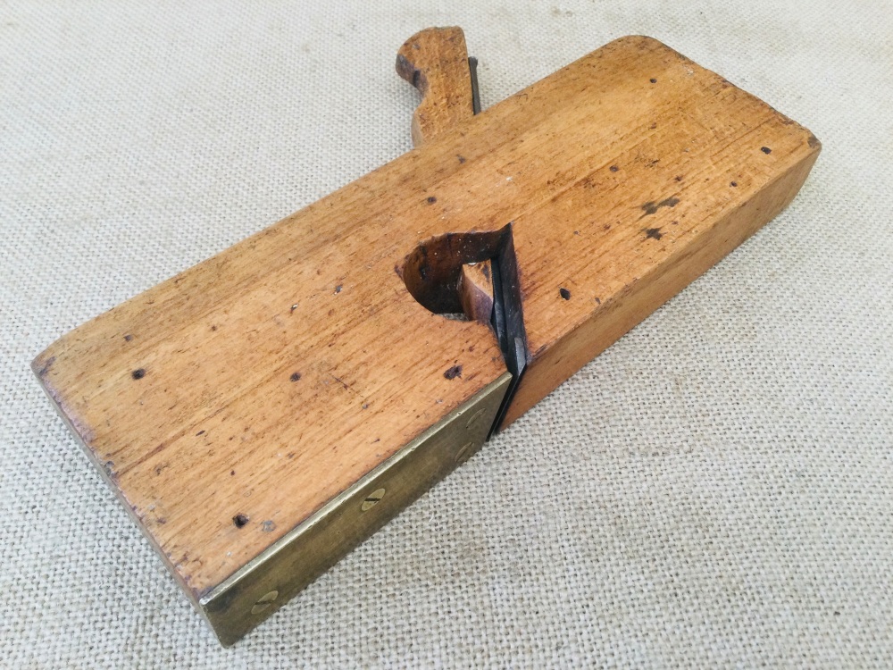 Antique 1.1/4” Brass Plated Skew Rebate Plane by Moseley & Son