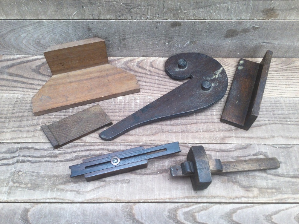 Vintage Carpentry Measuring Tools - Mitre Template & Gauges