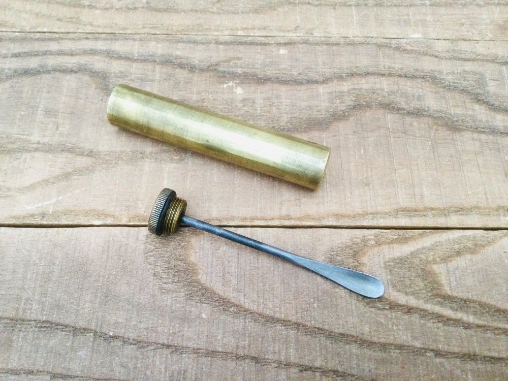 Vintage Military EFD Brass Brass Rifle Oiler With Spatula Applicator